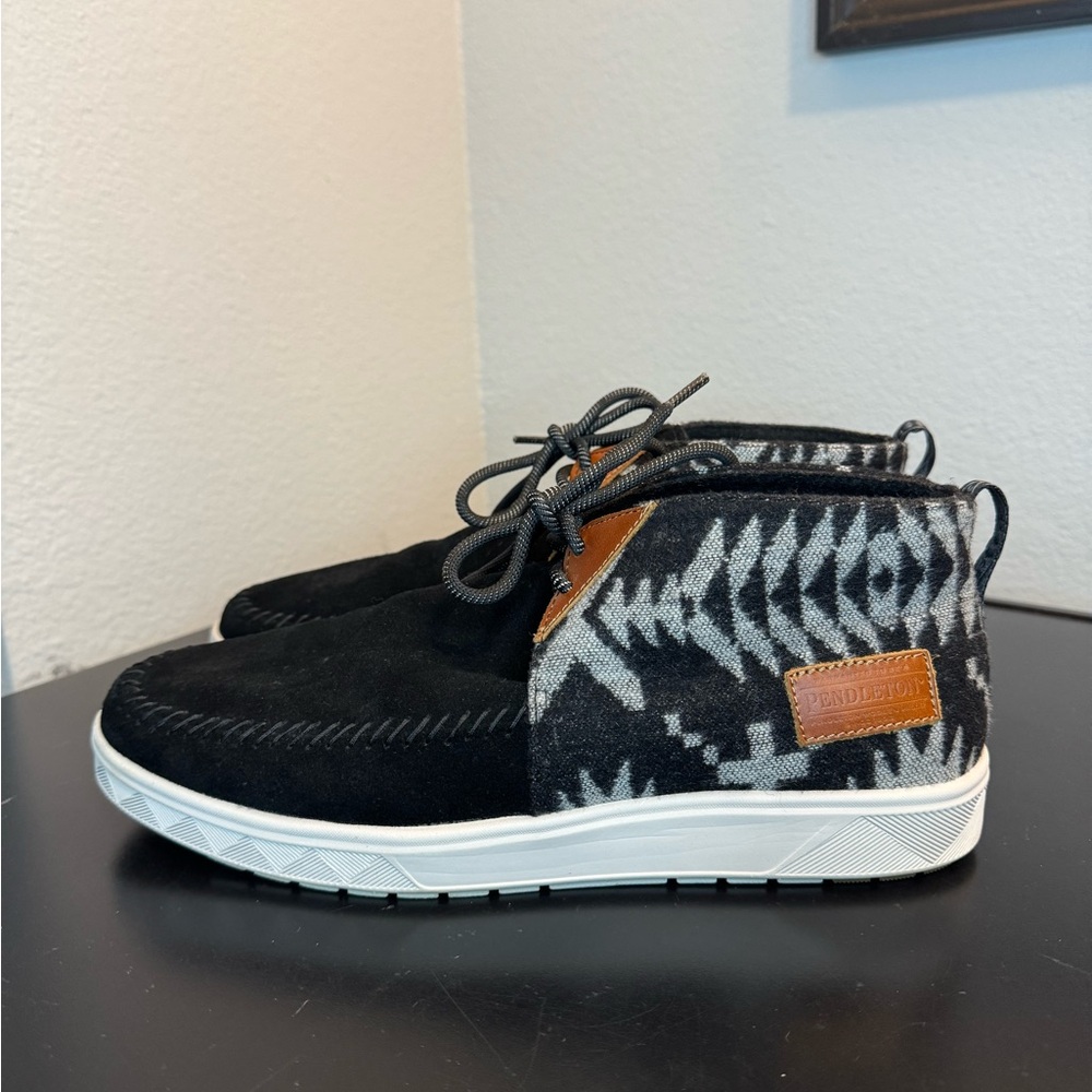 Pendleton Black Vibram Lace Up Wool Shoes